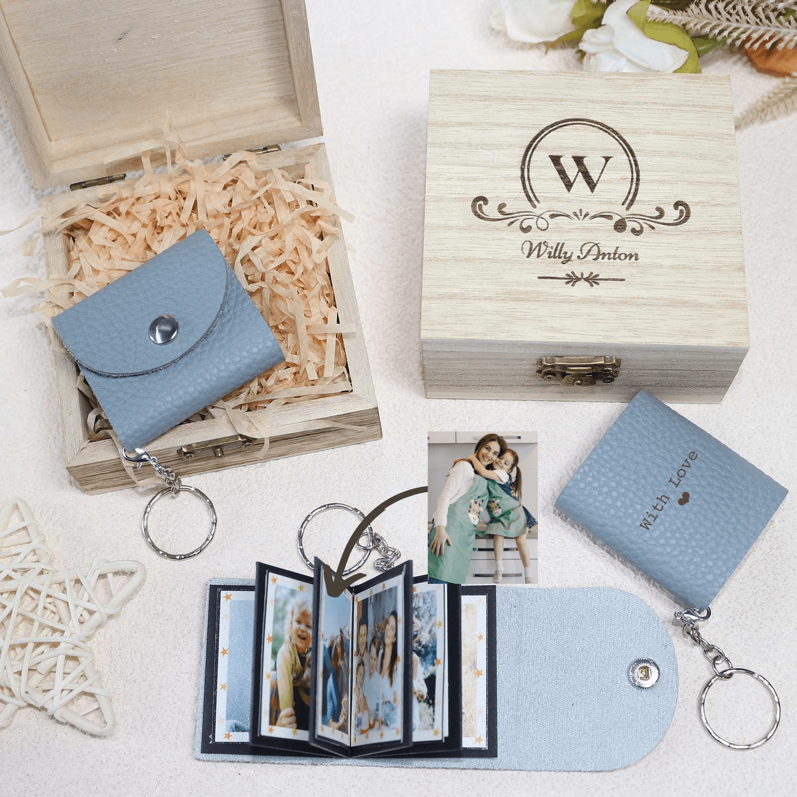 Personalized Mini Photo Keychain, Picture Keychains Personalized Album, Mini Cute Key Ring Keychain with Picture Book for Family, Boyfriend, Couples, Dog, Friends - uniqicon