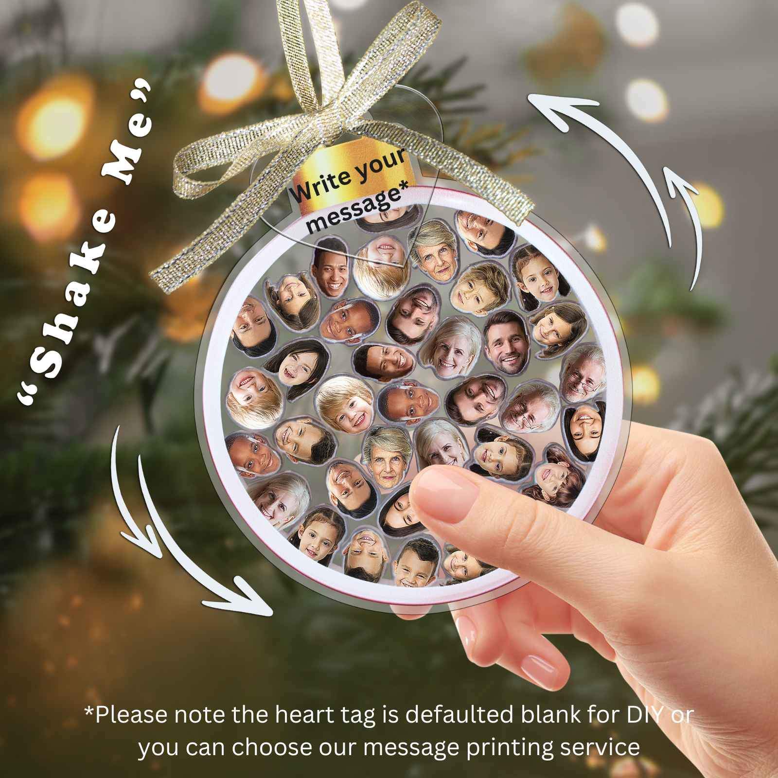 Personalized Photo Shaker Ornaments, 2024 Christmas Ball Tree Decorations Acrylic Bauble Ornament With Name Using My Photo, Xmas Décor Ornaments Personalized Memories For Christmas Family Keepsake - uniqicon
