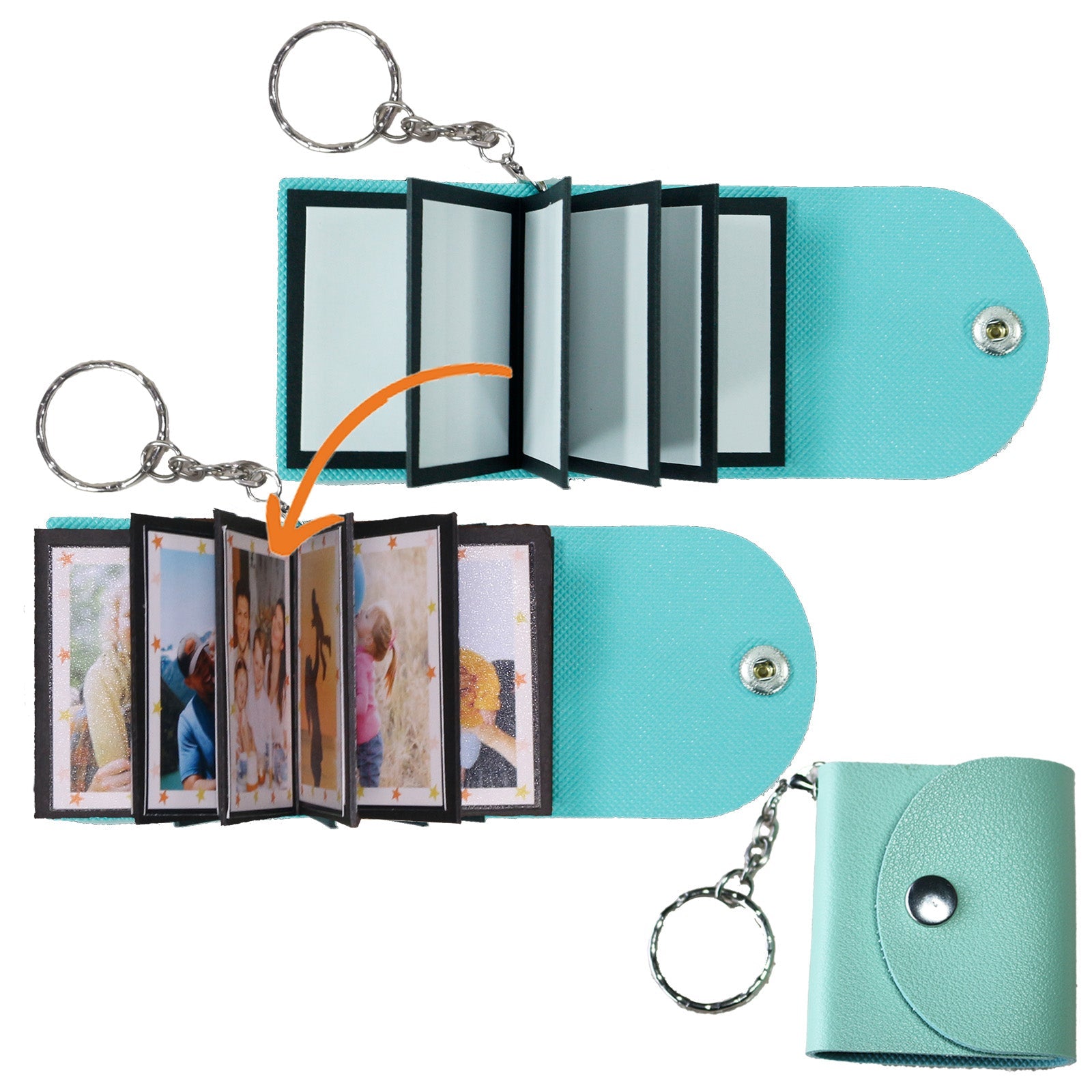 Mini Photo Keychain,Picture Keychains(Tiffany Blue) Personalized Album for Family, Boyfriend, Couples, Dog, Friends - uniqicon