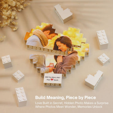 Personalised Photo Puzzle Building Brick Gift, Custom Picture Jigsaw Block, Customised DIY Valentine's Anniversary Birthday Funny Love Gifts for him couple her women dad Christmas fathers wedding day
