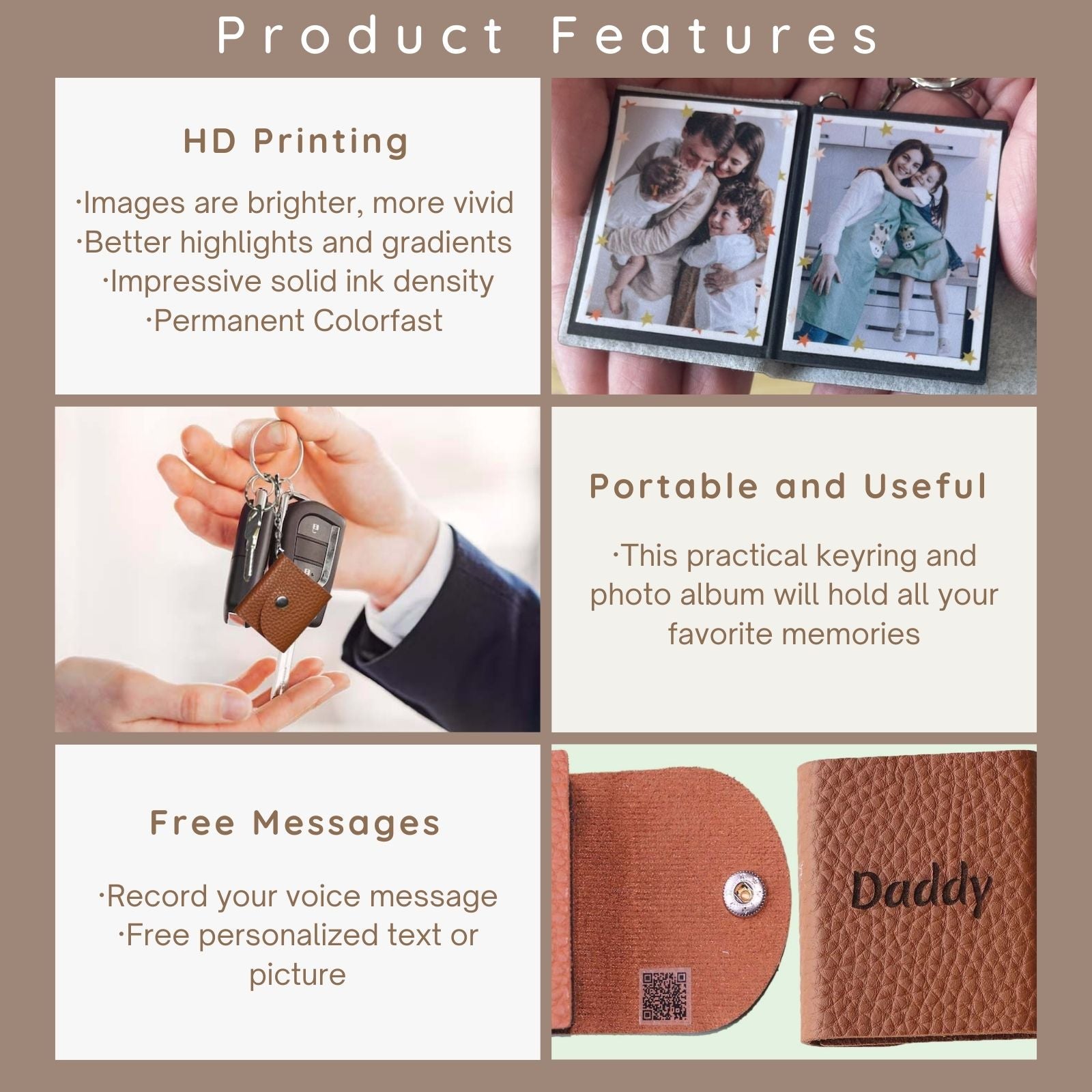 Personalized Mini Photo Keychain,Picture Keychains(Black) Personalized Album, Mini Cute Key Ring Keychain with Picture Book for Family, Boyfriend, Couples, Dog, Friends - uniqicon