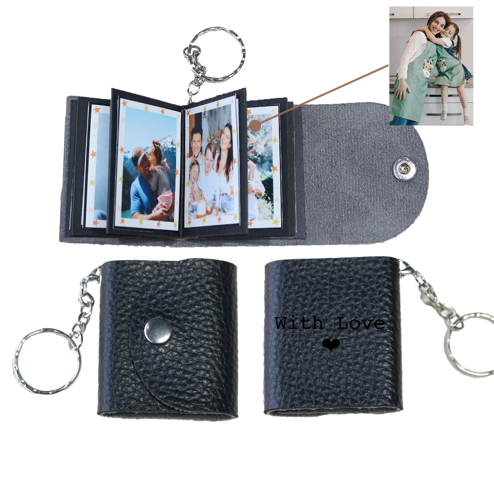 Personalized Mini Photo Keychain,Picture Keychains(Light pink) Personalized Album, Mini Cute Key Ring Keychain with Picture Book for Family, Boyfriend, Couples, Dog, Friends - uniqicon
