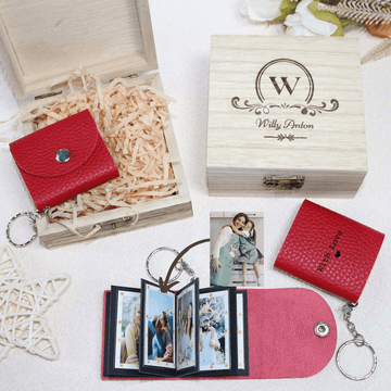Personalized Mini Photo Keychain,Picture Keychains(Red) Personalized Album, Mini Cute Key Ring Keychain with Picture Book for Family, Boyfriend, Couples, Dog, Friends