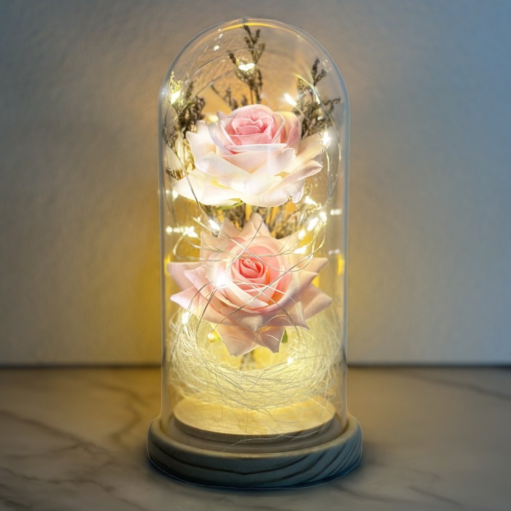 Anniversary & Valentine's Day Gifts For Mom Women, Personalized Rose Lamp, Mother's Day, Birthday Presents For Mom,Girlfriends & Wives Handmade Roses Flowers Galaxy Eternal Enchanted Rose Glass Dome With Message 2F - uniqicon