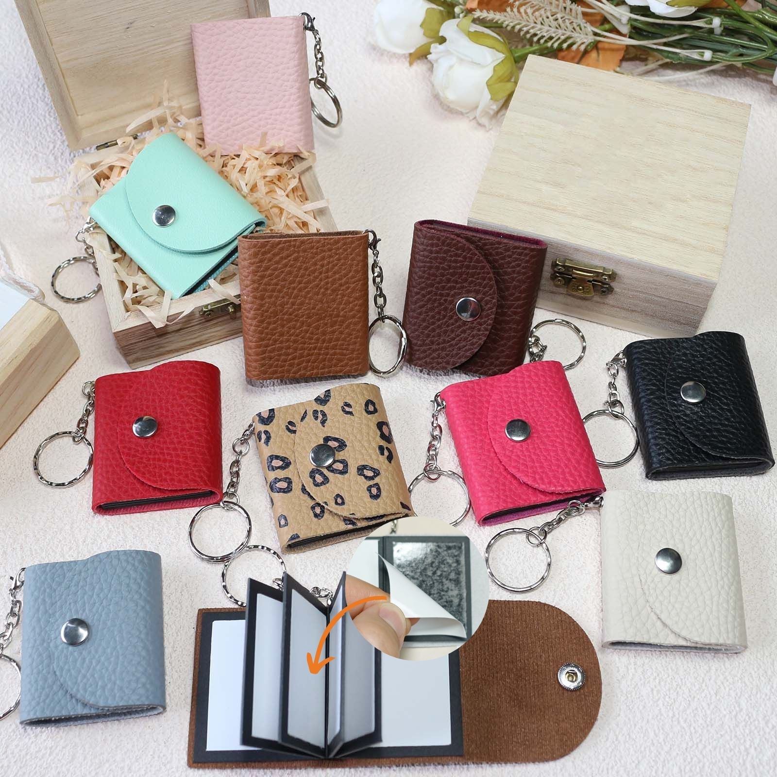 Personalized Leather Wallet Keychain