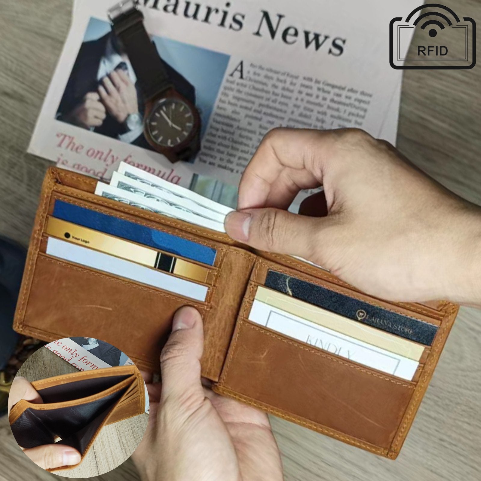 Personalised Leather Slim Credit Card Mens Wallets Custom Hombres Rfid Minimalist Men'S Carteras Para Billeteras De Front Pocket Wallet Gifts For Men Boyfriend - uniqicon