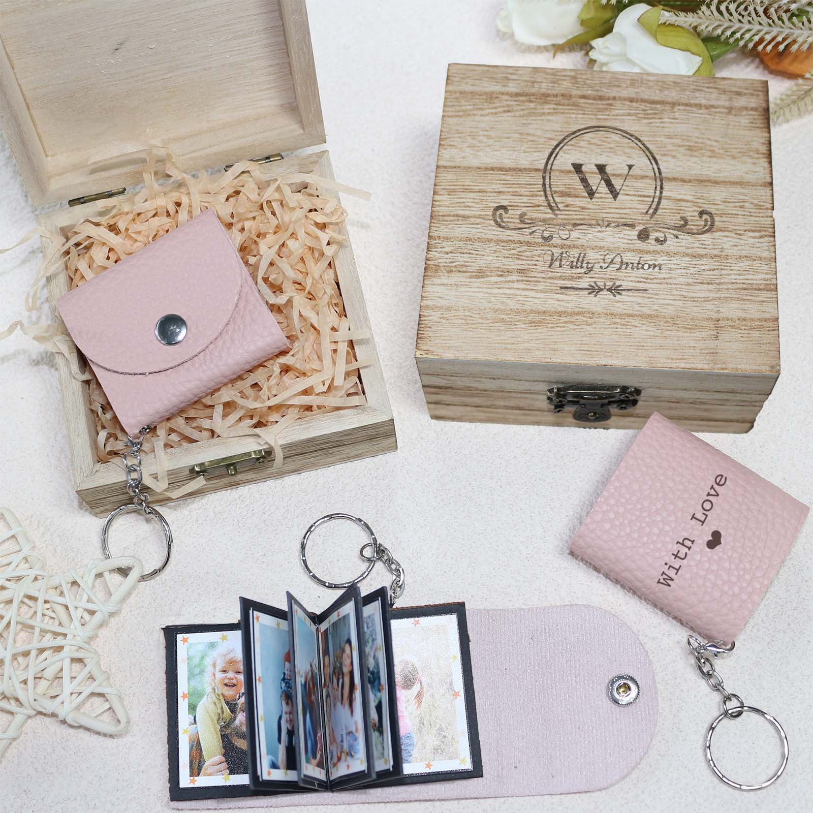 Personalized Mini Photo Keychain, Small Custom Leather Memory Photo, Picture Keychains Personalized Album, Mini Cute Key Ring Keychain with Picture Book for Family, Boyfriend, Couples, Dog, Friends - uniqicon