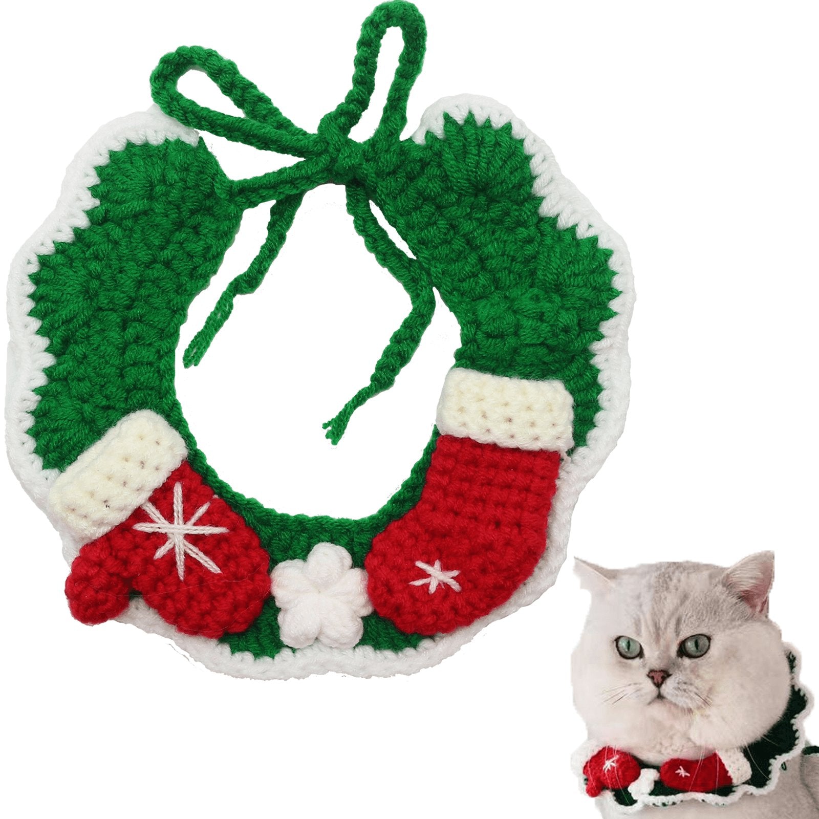 Uniqicon Santa Cat Hat Christmas Costume Dogs Hats Costumes Pets Scarf Outfit Xmas Suit Handmade Knitted Cosplay Pet Clothes Suitable for Large, Medium, and Small Breed - uniqicon